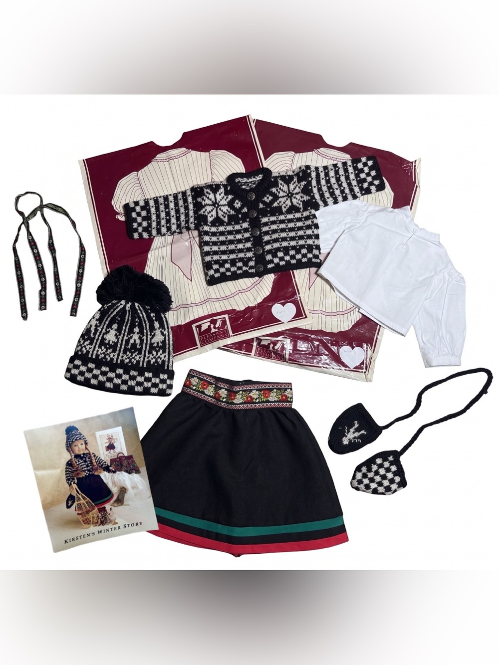 Pleasant Company American Girl Doll Kirsten Larson 1989 Winter Outfit Bundle